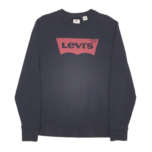 Mens Black Levis Spellout Crewneck Jumper