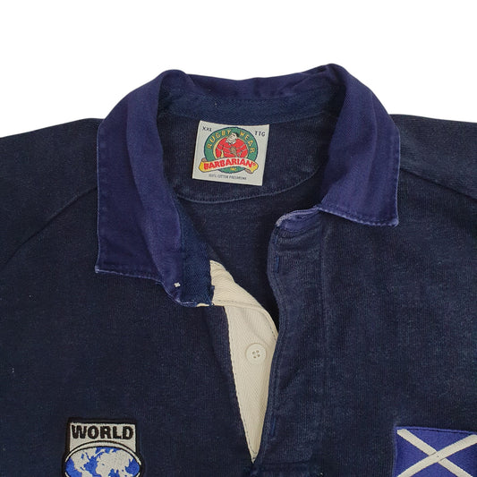 Mens Navy Barbarian Rugby Scotland Rugby Hoodie Polo Shirt
