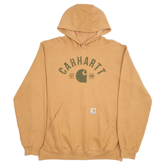 Mens Orange Carhartt Spellout Hoodie Jumper