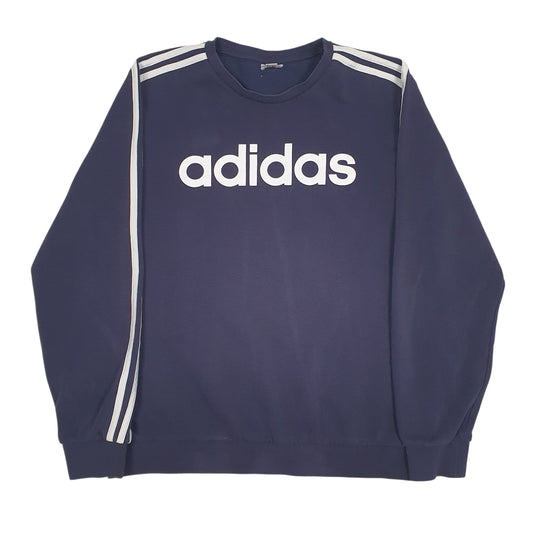 Mens Navy Adidas Spellout Crewneck Jumper
