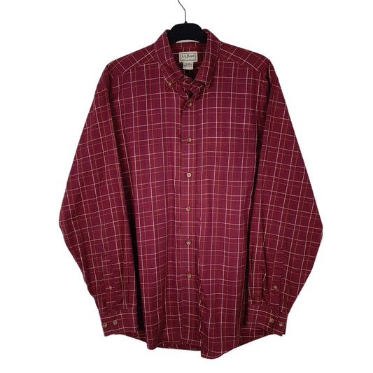 Mens Burgundy L.L.Bean Long Sleeve Shirt