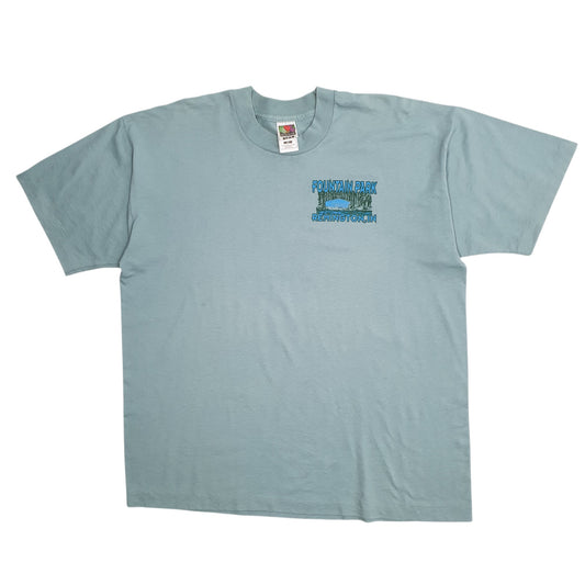Mens Blue Fruit Of The Loom Single Stitch Vintage 90s Fountain Park Indiana Short Sleeve T Shirt