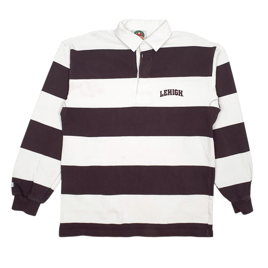 Mens White Barbarian Rugby Long Sleeve Polo Shirt