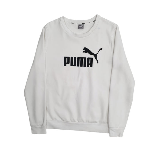 Womens White Puma Crewneck Jumper