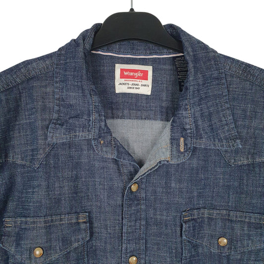 Mens Navy Wrangler Pearl Snap Shirt