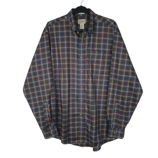 Mens Navy L.L.Bean US Marine Corps Tartan Long Sleeve Shirt
