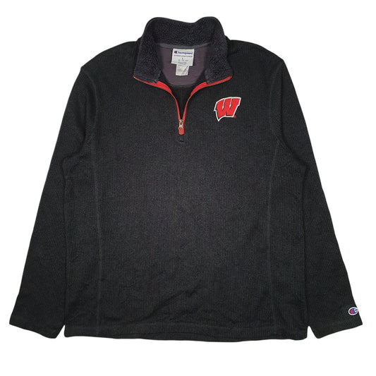Mens Grey Champion Wisconsin Badgers Quarter Zip Jumper