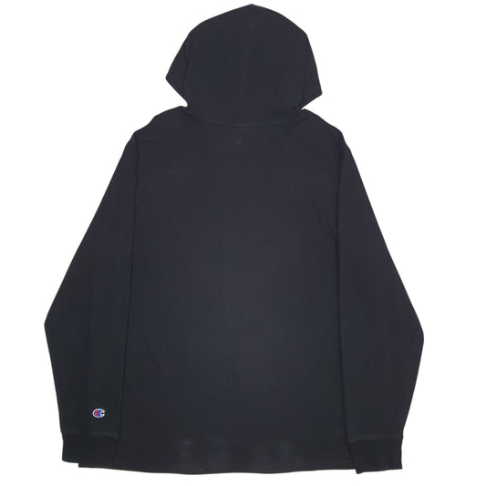 Mens Black Champion Spellout Hoodie Jumper