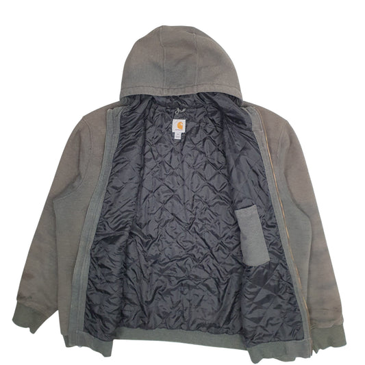 Mens Grey Carhartt Hoodie Quilt Lined Full Zip Jumper