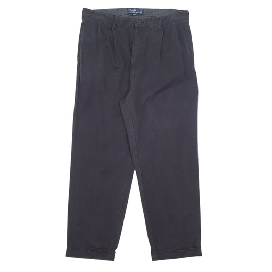 Mens Black Polo Ralph Lauren Hammond Pant Double Pleated 90s Chino Trousers