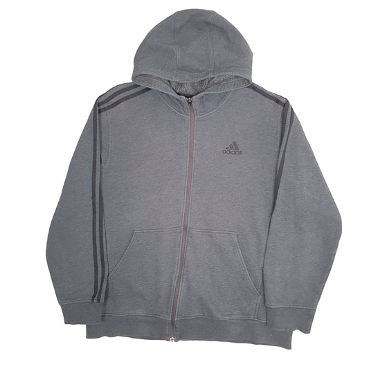 Mens Grey Adidas Hoodie Full Zip Jumper