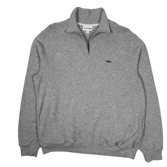 Mens Grey Lacoste Quarter Zip Jumper