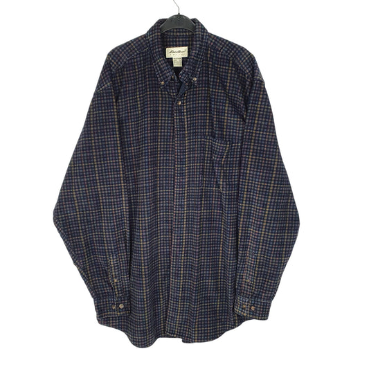 Mens Navy Eddie Bauer Corduroy Vintage 90s Long Sleeve Shirt