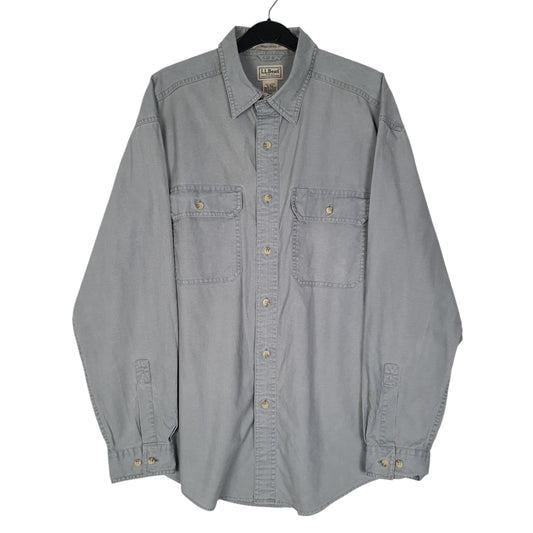 Mens Grey L.L.Bean Sunwashed Canvas Long Sleeve Shirt