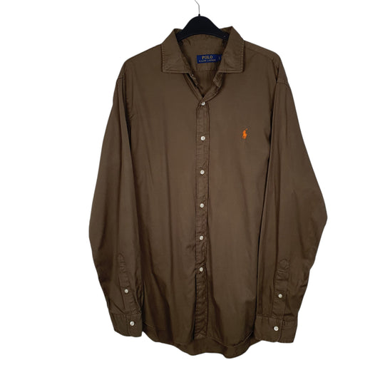 Mens Khaki Polo Ralph Lauren Long Sleeve Shirt