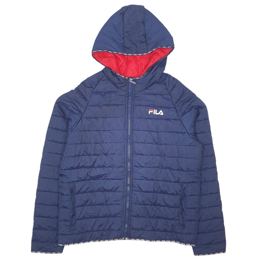 Mens Navy Fila Crewneck Coat
