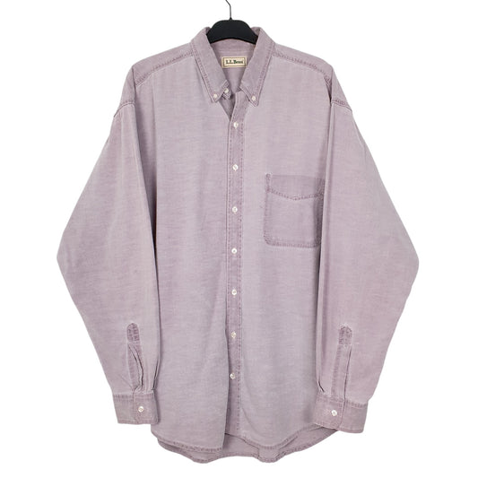 Mens Lilac L.L.Bean Vintage 90s Made In Canada Long Sleeve Shirt