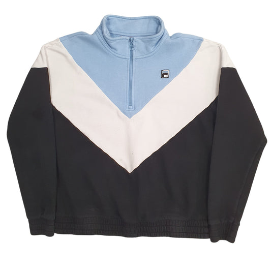 Womens Black Fila Quarter Zip Jumper
