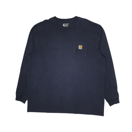 Mens Navy Carhartt Long Sleeve T Shirt