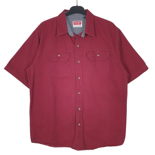 Mens Burgundy Wrangler Short Sleeve Shirt