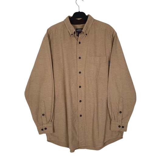 Mens Brown Woolrich Thick Chamois Long Sleeve Shirt