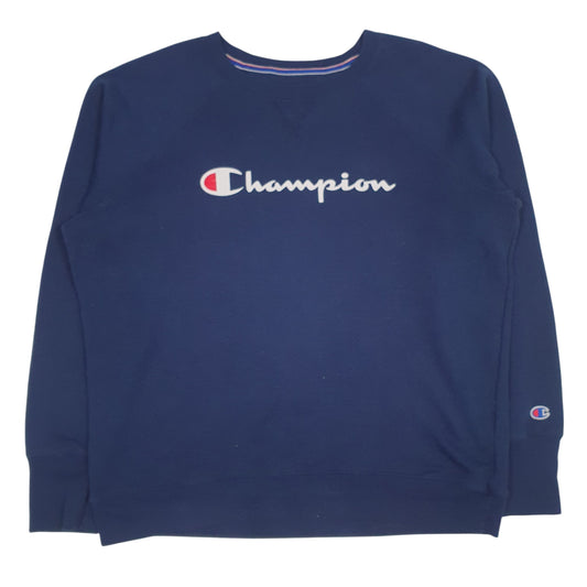 Mens Navy Champion Spellout Crewneck Jumper