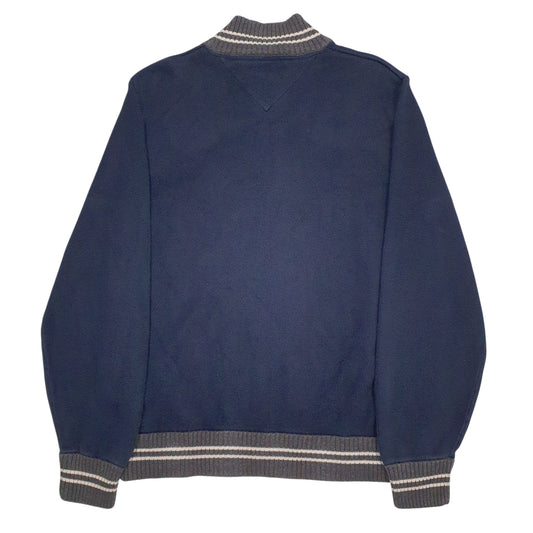 Mens Navy Tommy Hilfiger Spellout Heavyweight Knit Full Zip Jumper