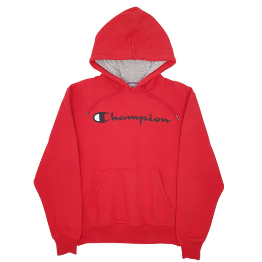 Mens Red Champion Spellout Hoodie Jumper