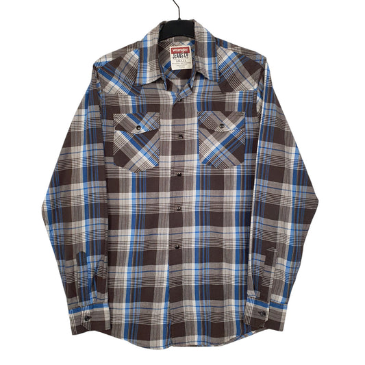 Mens Grey Wrangler Pearl Snap Rodeo Long Sleeve Shirt