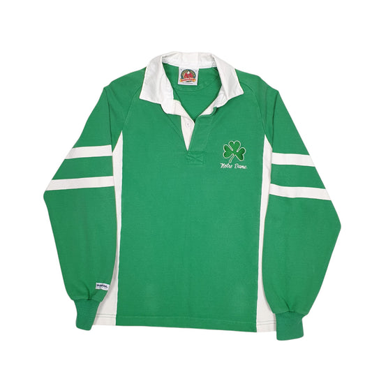 Mens Green Barbarian Rugby Notre Dame Long Sleeve Polo Shirt