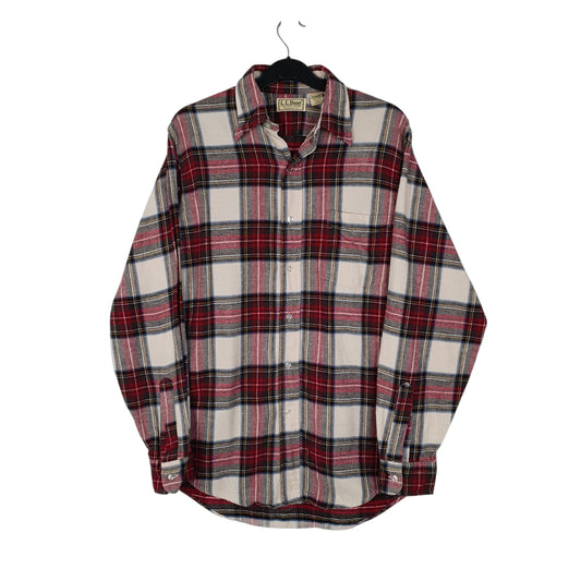 Mens Red L.L.Bean Vintage 1980s Made In USA Thick Flannel Long Sleeve Shirt