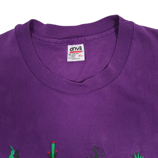 Mens Purple Anvil Single Stitch Vintage 90s Texas T Shirt