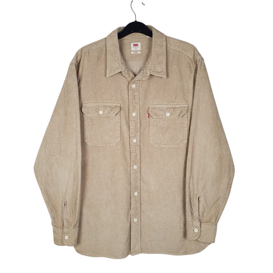 Mens Cream Levis Corduroy Long Sleeve Shirt