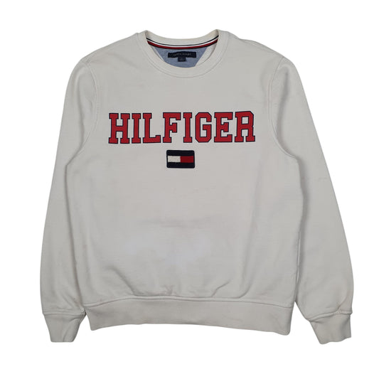Mens White Tommy Hilfiger Crewneck Jumper