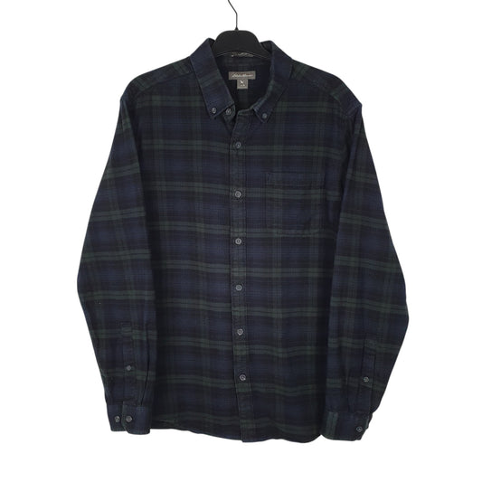 Mens Navy Eddie Bauer Thick Flannel Long Sleeve Shirt