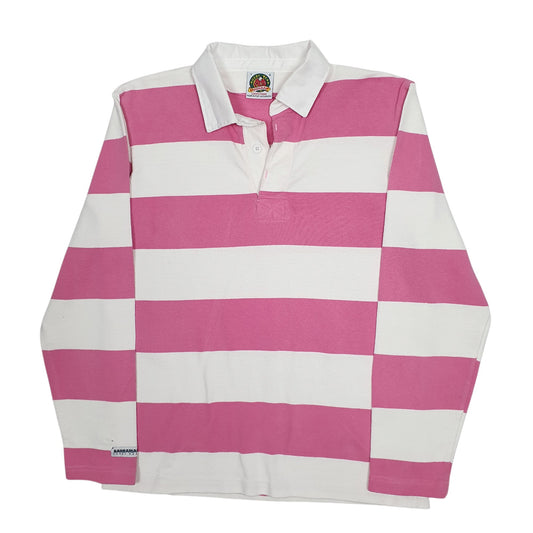 Womens Pink Barbarian Rugby Long Sleeve Polo Shirt