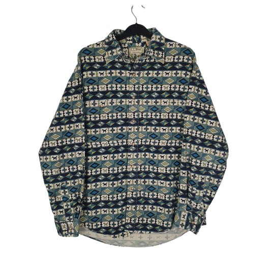 Mens Blue L.L.Bean Vintage 80s Made In USA Thick Chamois Long Sleeve Shirt