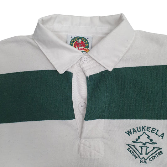 Mens White Barbarian Rugby Waukeela Hoodie Polo Shirt