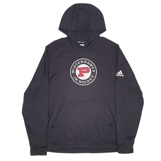 Mens Grey Adidas Climawarm Winterhawks Hockey Hoodie Jumper