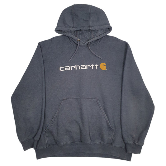 Mens Blue Carhartt Spellout Hoodie Jumper