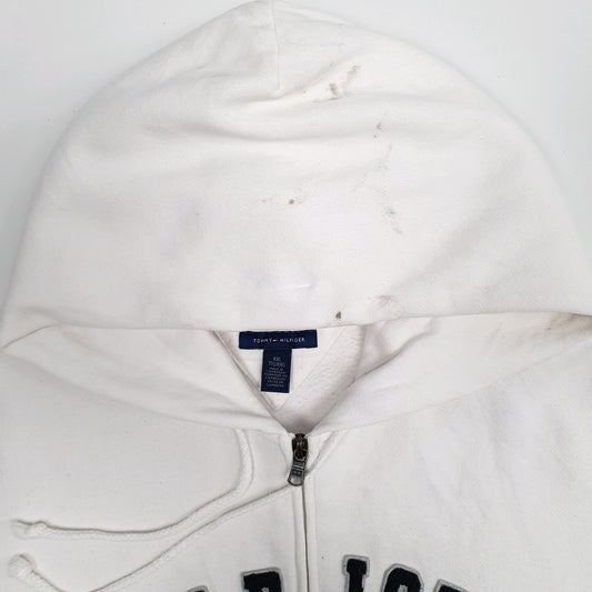 Womens White Tommy Hilfiger Spellout Full Zip Jumper