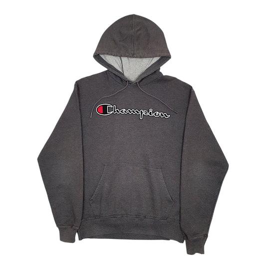 Mens Grey Champion Spellout Hoodie Jumper