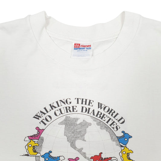 Mens White Hanes Single Stitch Vintage 90s T Shirt