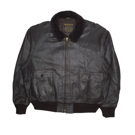 Mens Black Sportys Pilot Shop Type G-1 Flight Bomber Coat