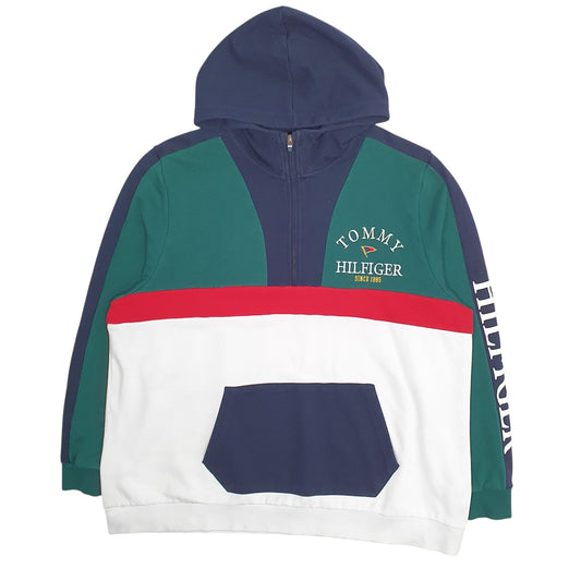 Mens Green Tommy Hilfiger Quarter Zip Hoodie Jumper