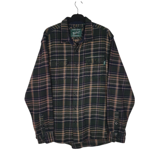 Mens Green Woolrich Thick Flannel Shacket Jacket Long Sleeve Shirt