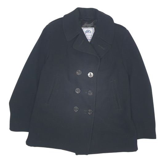 Womens Black DSCP US Navy Pea Coat V Neck Coat