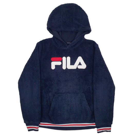 Womens Navy Fila Spellout Hoodie Jumper