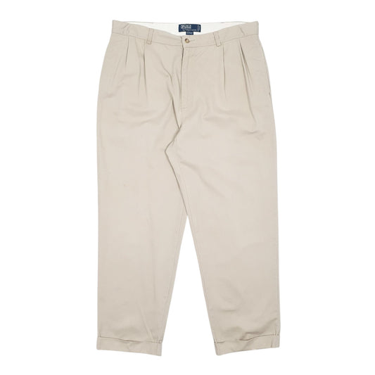 Mens Beige Polo Ralph Lauren Hammond Pant Pleated 90s Chino Trousers