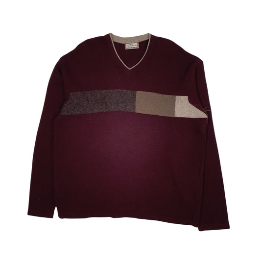 Mens Burgundy Burberry Crewneck Jumper